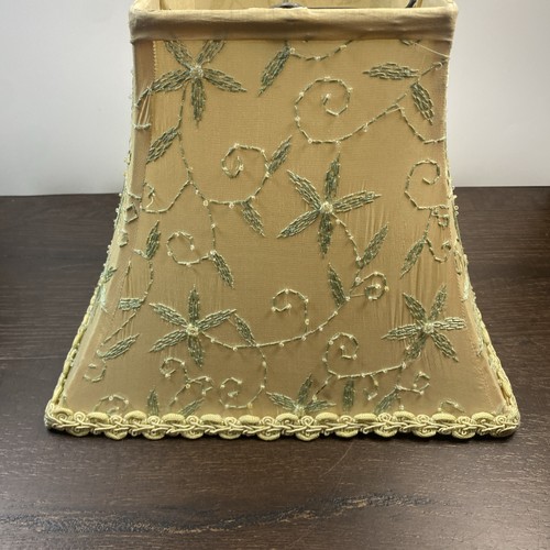 Vintage Embroidered And Beaded Lamp Shade Bell Square 9H 11W - Picture 2 of 6