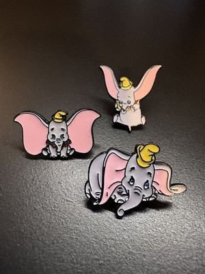 3 x Dumbo Emaille Pin Anstecker Disney Animationsfilm Metall Revers Brosche Elefant #2