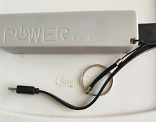 White Portable Power Bank Charger w/ Micro-USB Charging Cable, Matte Keychain