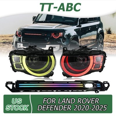 RGB LED Headlight For 2020-25 Land Rover Defender 90 110 130 DRL Sequential Turn