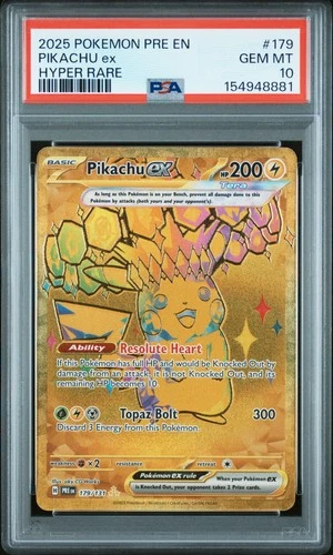 2025 POKEMON PRE EN-PRISMATIC EVOLUTIONS HYPER RARE #179 PIKACHU EX PSA 10