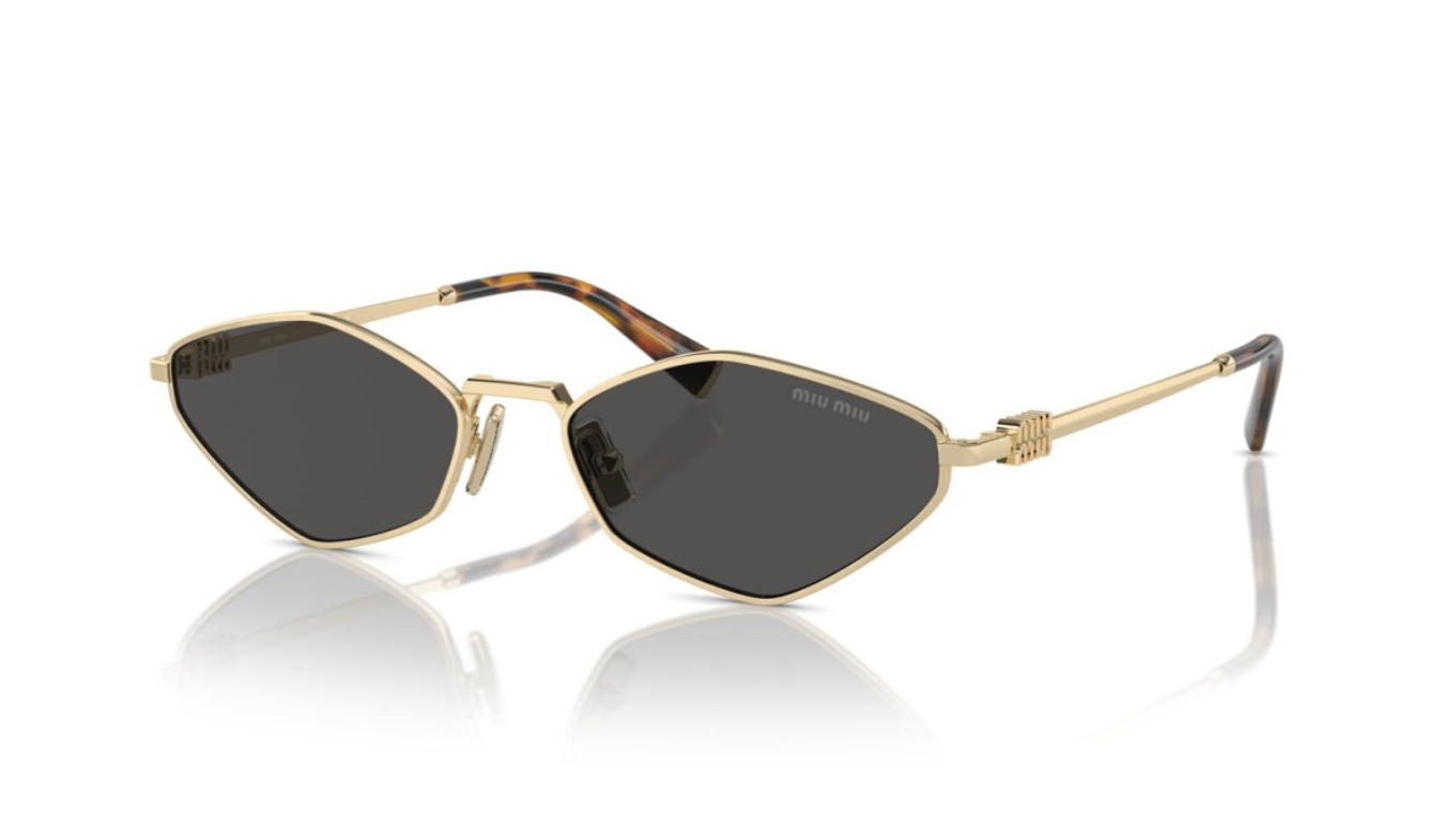 Miu Miu MU 56ZS Sunglasses Gold / Dark Brown Lens