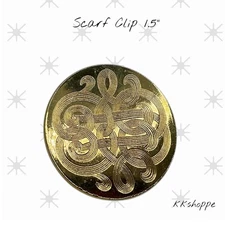 Gold Tone Celtic Knot Scarf Clip Round 1.5" Vintage Style Accessory
