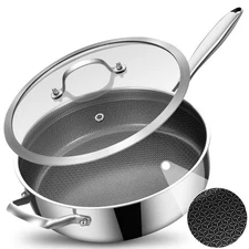 LOLYKITCH 12 Inch 5QT Non-Stick Ceramic Sauté Pan, Tri-ply, Induction, Oven Safe