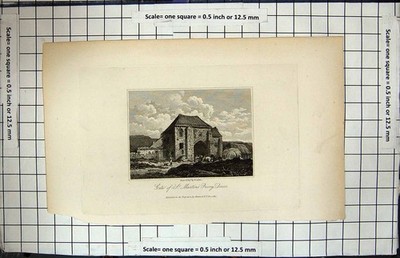 Antiker alter Druck Tor St. Martin Priorat Dover Architektur Gravur 1817
