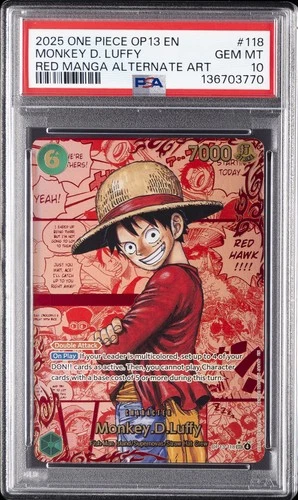 2025 ONE PIECE OP13-CARRYING ON HIS WILL #118 MONKEY D. LUFFY PSA 10