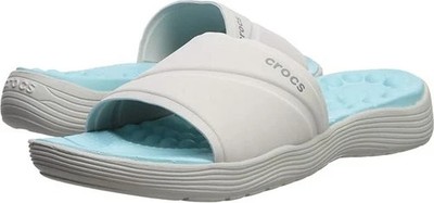 Crocs Women's Reviva Slide Sandals, Peal White / Light Blue, Various Sizes