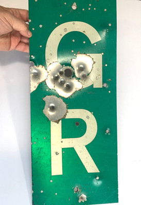 GR Grand Rapids Railway Railroad Sign 20'' x 8'' - BULLET HOLES