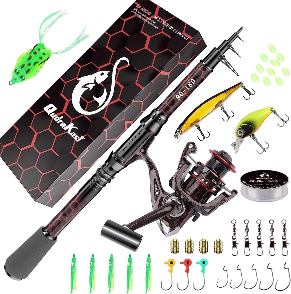Carbon Fiber Telescopic Fishing Rod and Reel Combo Kit - Image 3 of 4