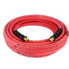 Milton Industries 3/8"x50' Rubber Air Hose, Ultra Lightweight 300 Max PSI - Red