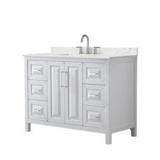 Wyndham Collection WCV252548S-QTZ-US3MXX Daria 48" - White / Giotto Quartz Top /