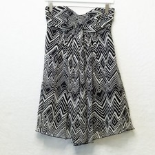 EXPRESS Strapless Babydoll Silk Chiffon Mini Dress Sweatheart Geometric Y2K Sz 2