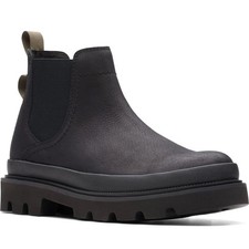 Image of Clarks Mens BADELL TOP Black Nubuck Leather Chelsea Boots UK Size 11 G EU 46