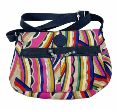 KIPLING Angie Vibrant Mod Geo Print Crossbody Bag Purse Brightside Monkey