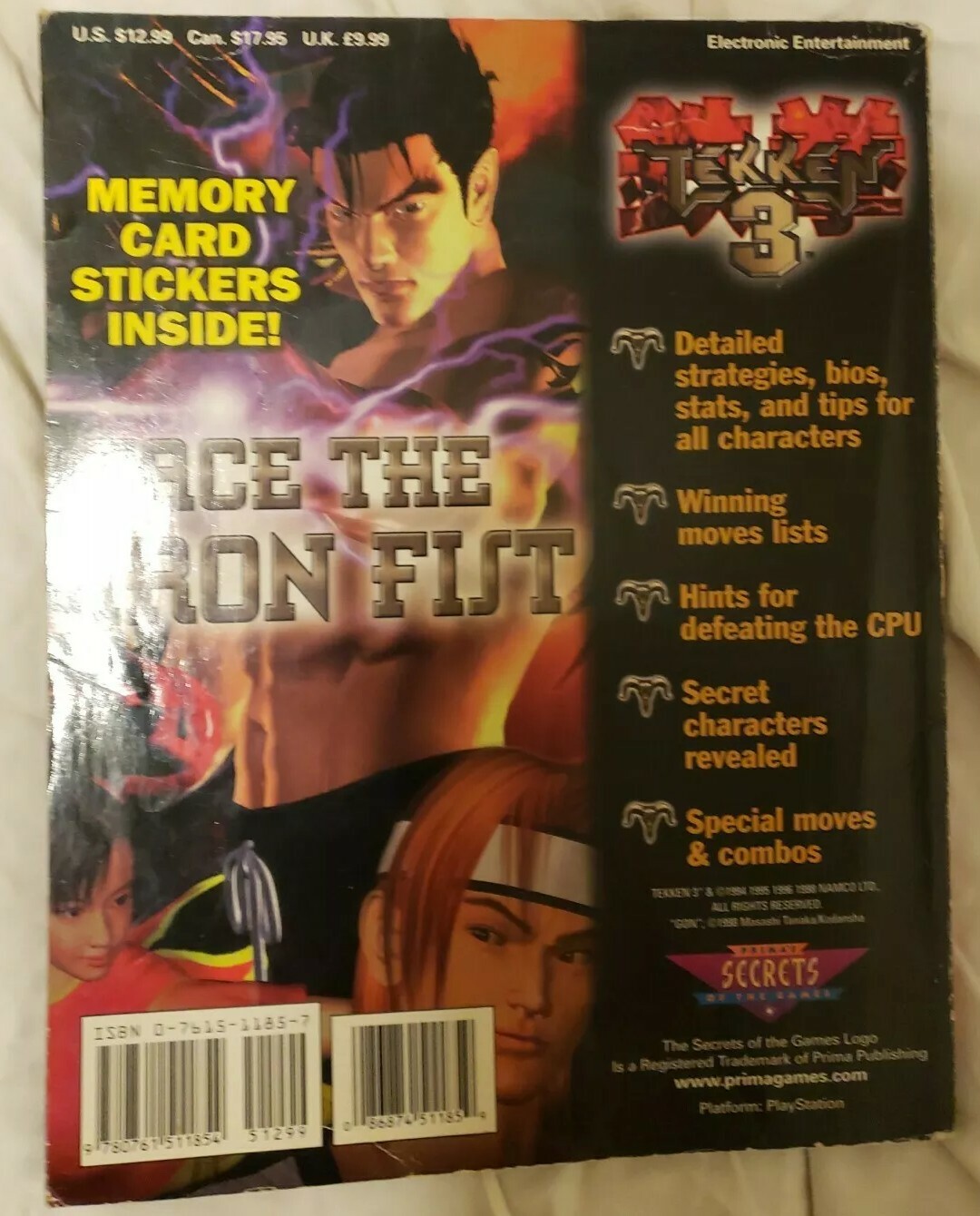 Vintage 1998 Tekken 3 Strategy Guide Prima w/ Memory Card Stickers