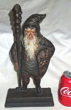 ANTIQUE BRADLEY & HUBBARD HOME GNOME ELF WARRIOR CLUB SHIELD CAST IRON DOORSTOP