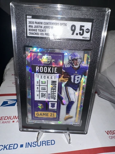 2020 Panini Contenders Optic Rookie Ticket Justin Jefferson Cracked Ice /22. 9.5