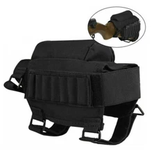 Tactical Rifle Ammo Carrier Case Buttstock Shell Holder Cheek Rest Pouch Black