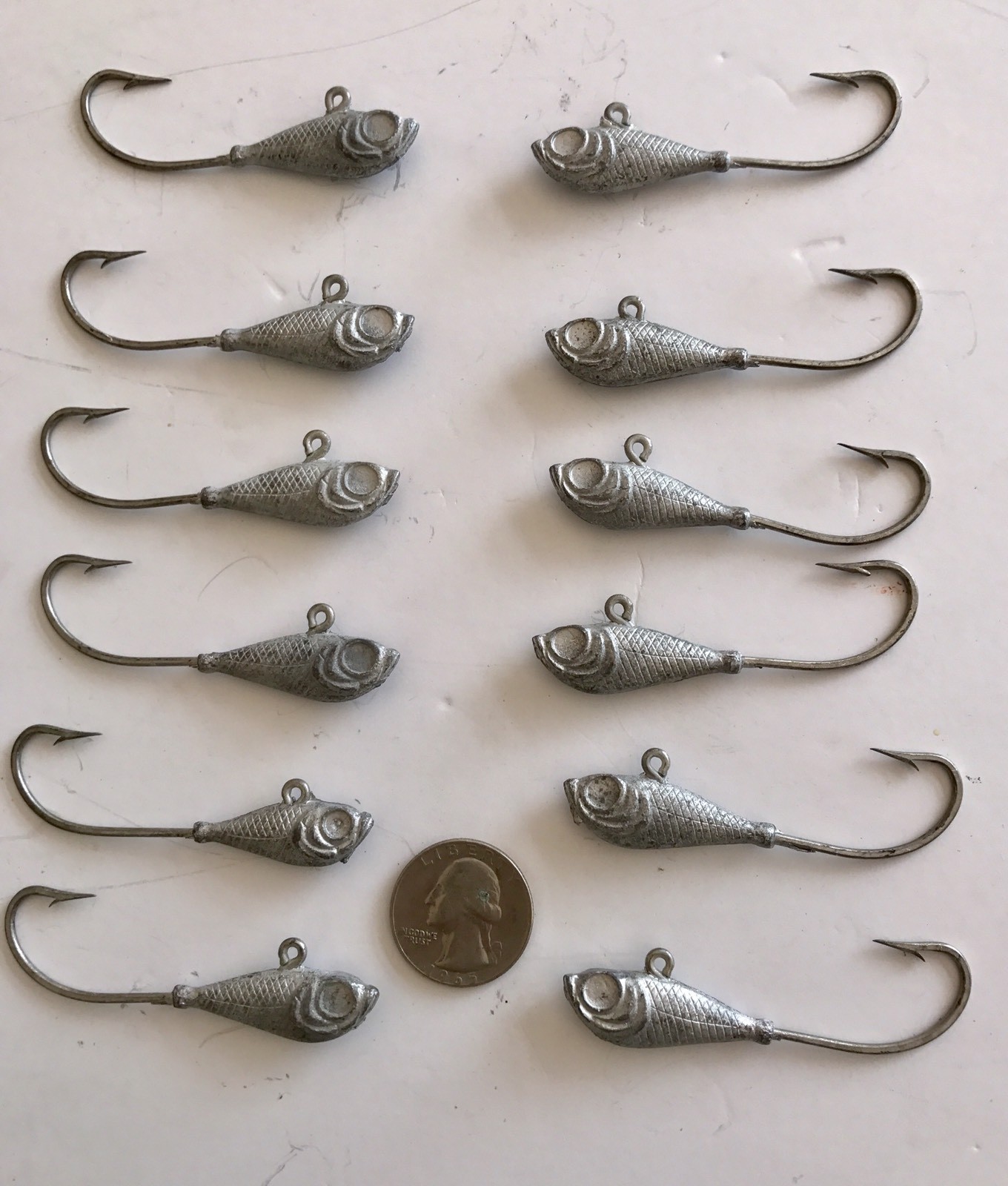Lot of 12 Jigs Ultra Head Minnow 3/8 oz Jig Heads Heavy 3/0 Hooks