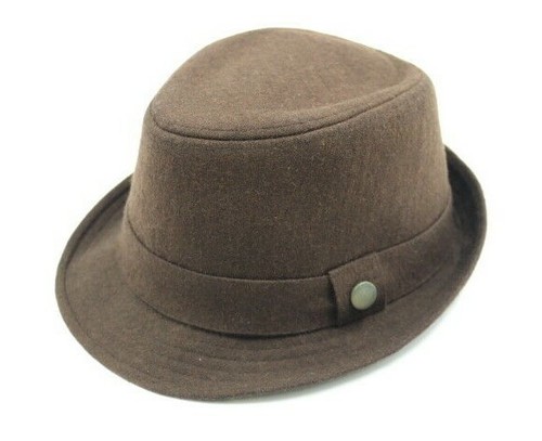 Mens Brown Felt Short Brim Fedora Hat 