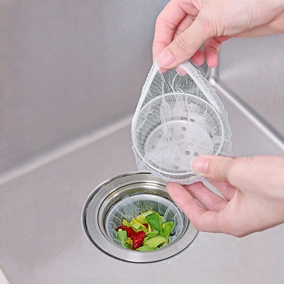 Kitchen Sink Drain Basket Holder with Mesh Bags Food Waste Strainer for