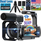 ✅5K 56Mp Camcorder/Dual Lens 4K+1080P Video Camera WiFi Night Vision for YouTube