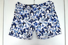 Holiday Vibes Shades Of Blue Butterfly Print Stretch Cotton Shorts Size XL