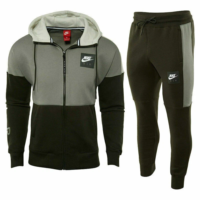 Nike Mens Tracksuit Green Air Fleece Hoodie Joggers Sweatpants Hoody Bottoms Gym
