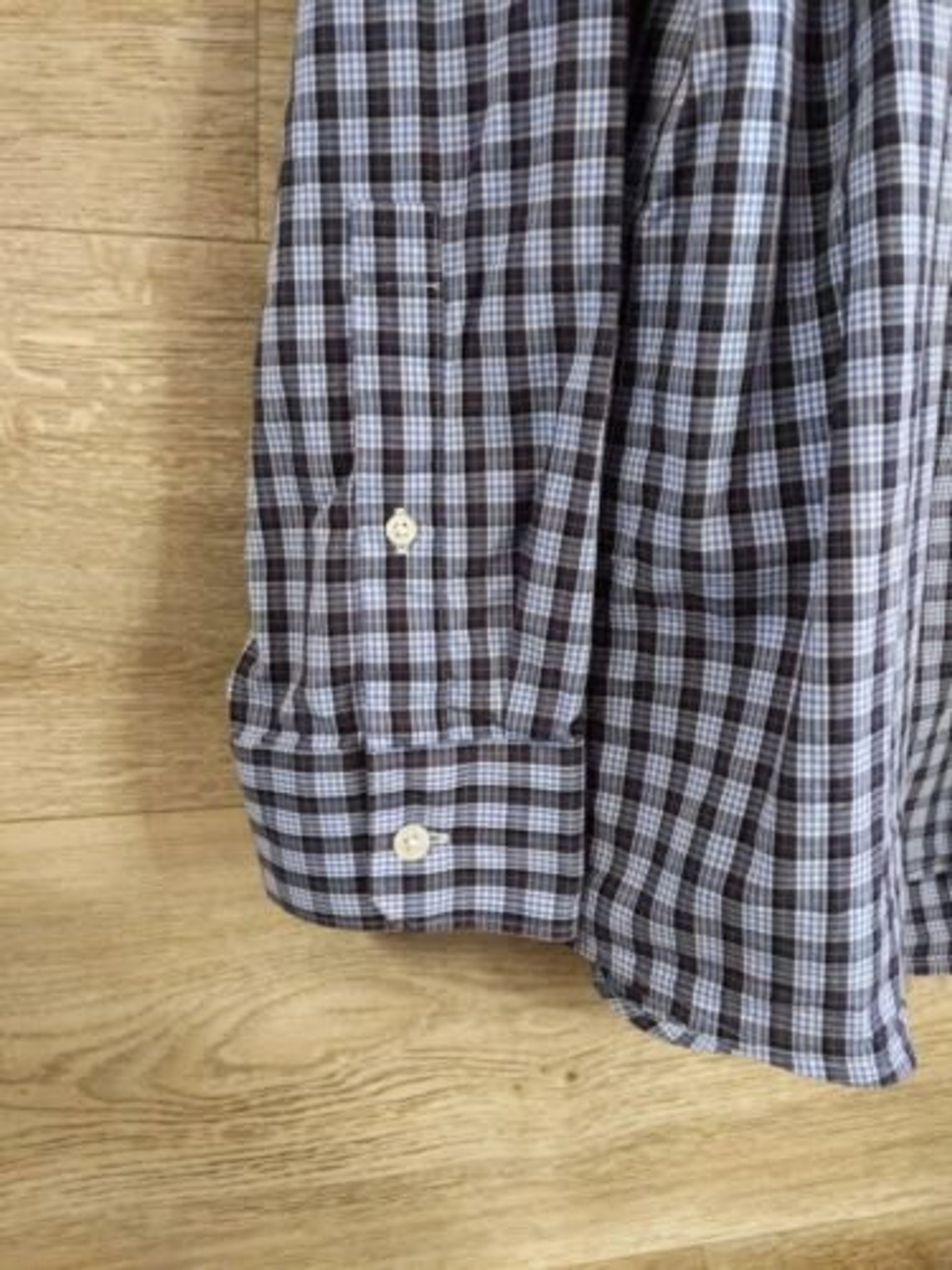 Michael Kors Mens XXL Button Up Shirt Black Blue Checkered Collared Long Sleeve thumbnail 3