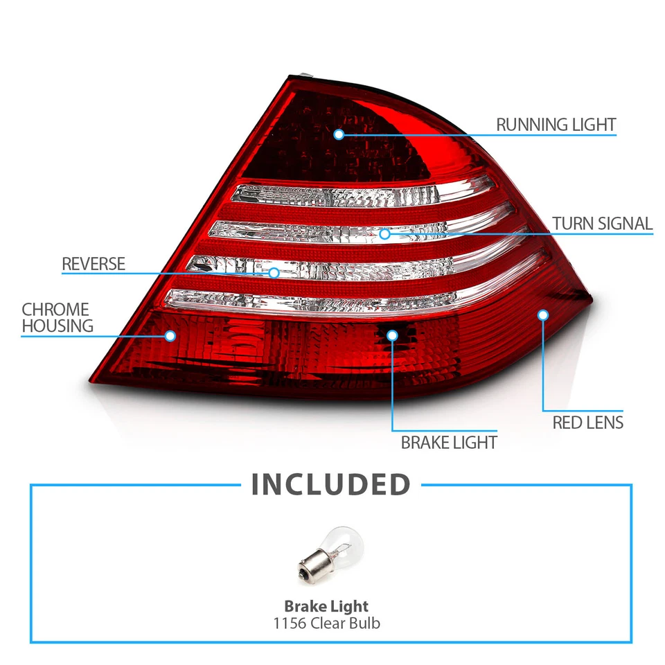 2000-2006 For Mercedes-benz W220 S-Class S430 S500 S600 S550 Red LED Tail Lights - Image 4 of 4