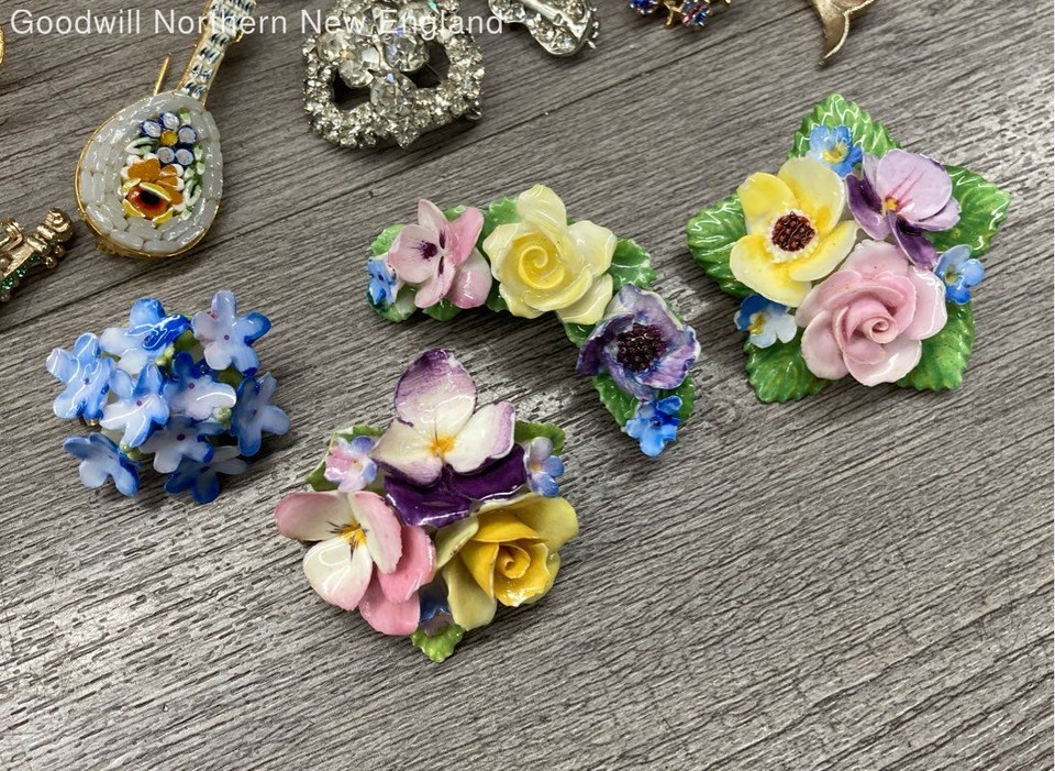 Costume Jewelry Pin Brooches Lot w. Christmas Flower Leaf Cat Cameo eBay