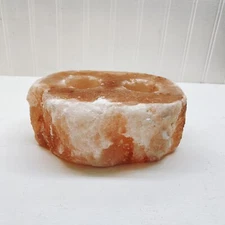 Natural Himalayan Salt Tea Light Double Candle Holder