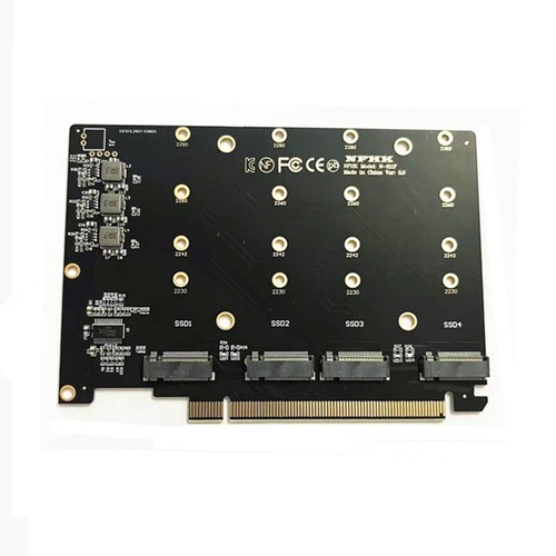 4 Port Card PCIe 4.0 x16 To M.2 NVMe x4 SSD Expansion Card SSD Adapter - Photo 5/5