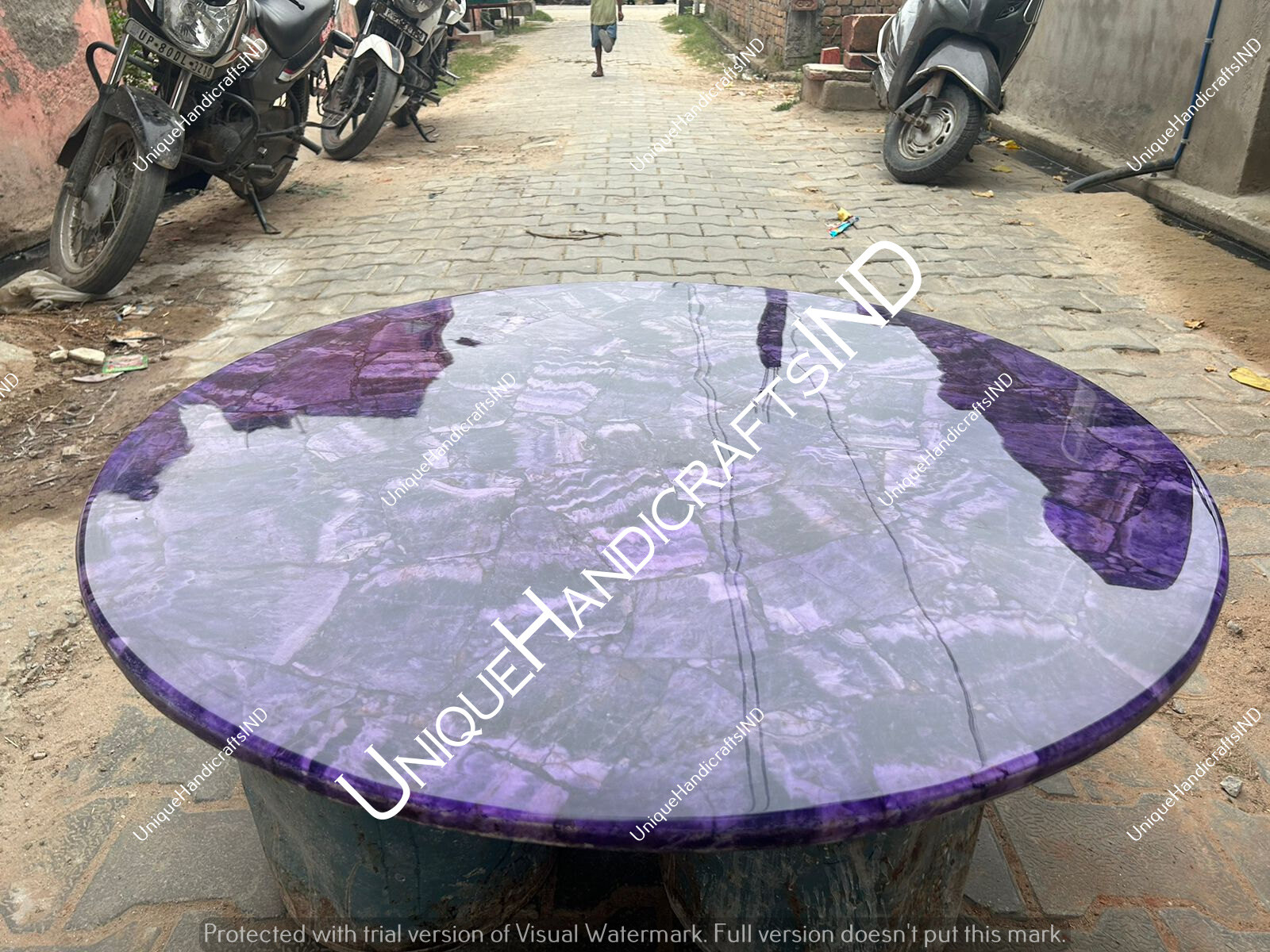 Amethyst Round Table Top Semi Precious Stones Home office decor