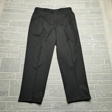 Tom James Dress Pants Gray Superfine Wool Pleated Slacks Size 36x32