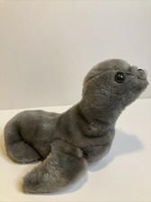 Vintage 1976 Dakin Seal Bean Bag Grey Gray Finnegan Seal Plush Stuffed Animal