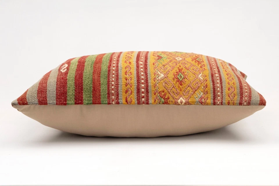 Kilim 枕套,16x24 inc,复古沙发枕头,手工装饰枕头 — 第 3/4 张图片