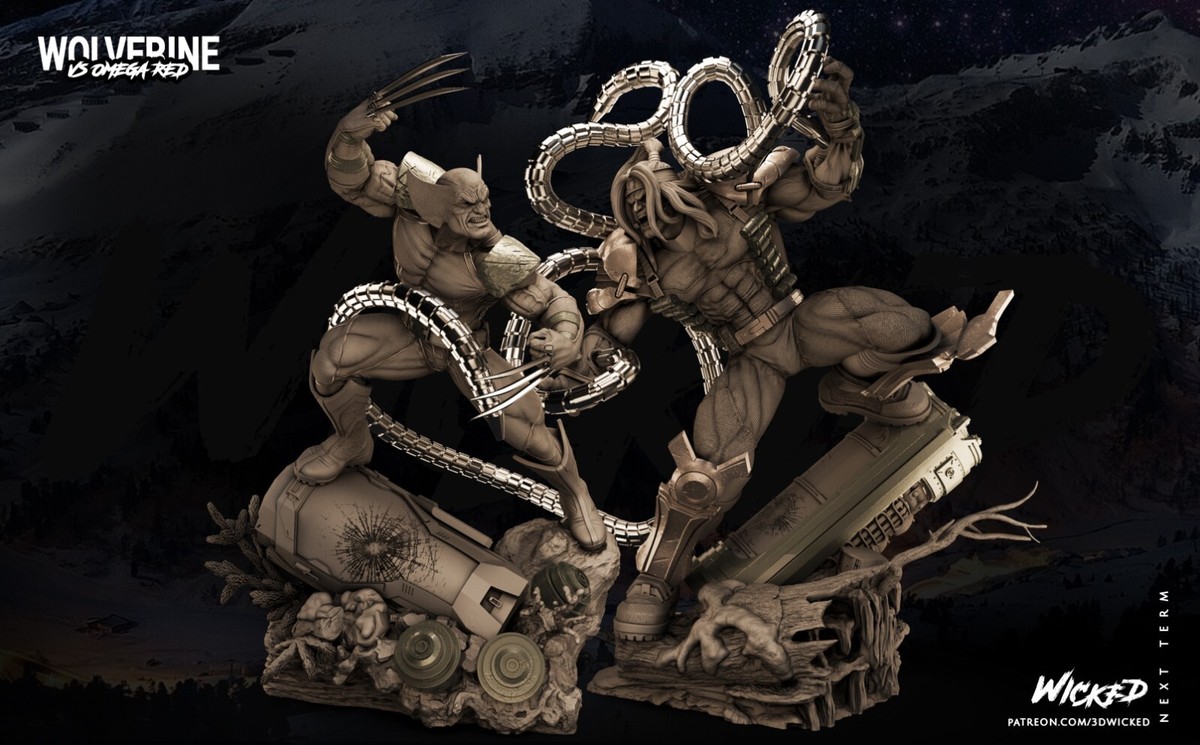 WOLVERINE VS OMEGA RED Statue Diorama Marvel Avengers Resin