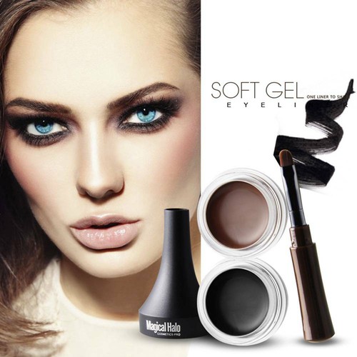 Waterproof Long Lasting Black Gel Eyeliner Cream With Eye Liner Brush Eyeliner. - Picture 4 of 14