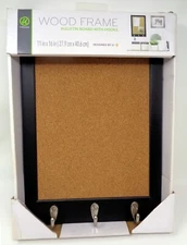 U-BRANDS Wood Frame Bulletin Board with 3-Hooks (NEW)