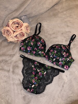 Victoria Secret So Obsessed Padded No Wire Bra /String Cheeky 34DDD L NWT
