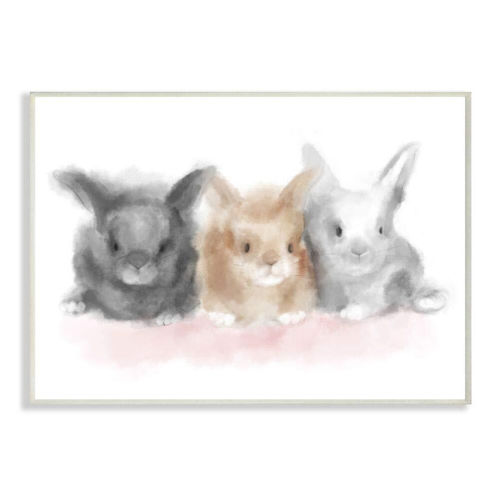 Fluffy Bunnies Pink Brown Grey Animal Design, Designed by Daphne Polselli Art...