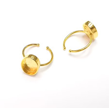 Shiny Gold Ring Blank Base Bezel Cabochon Settings Epoxy Bezel 13,8x10mm G26488