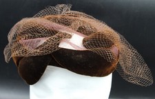 Vintage Brown Velvet Women Hat Bettine Joseph Horne Co. Pittsburgh