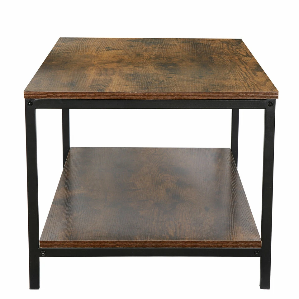 Mesa de centro moderna minimalista de 31" vintage 2 niveles con estante de almacenamiento 132 lb rectangular Foto 4 de 4