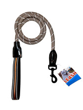 Reflective Leather Dog Leash Heavy Duty Training Lead for Medium Large Dogs 4Ft