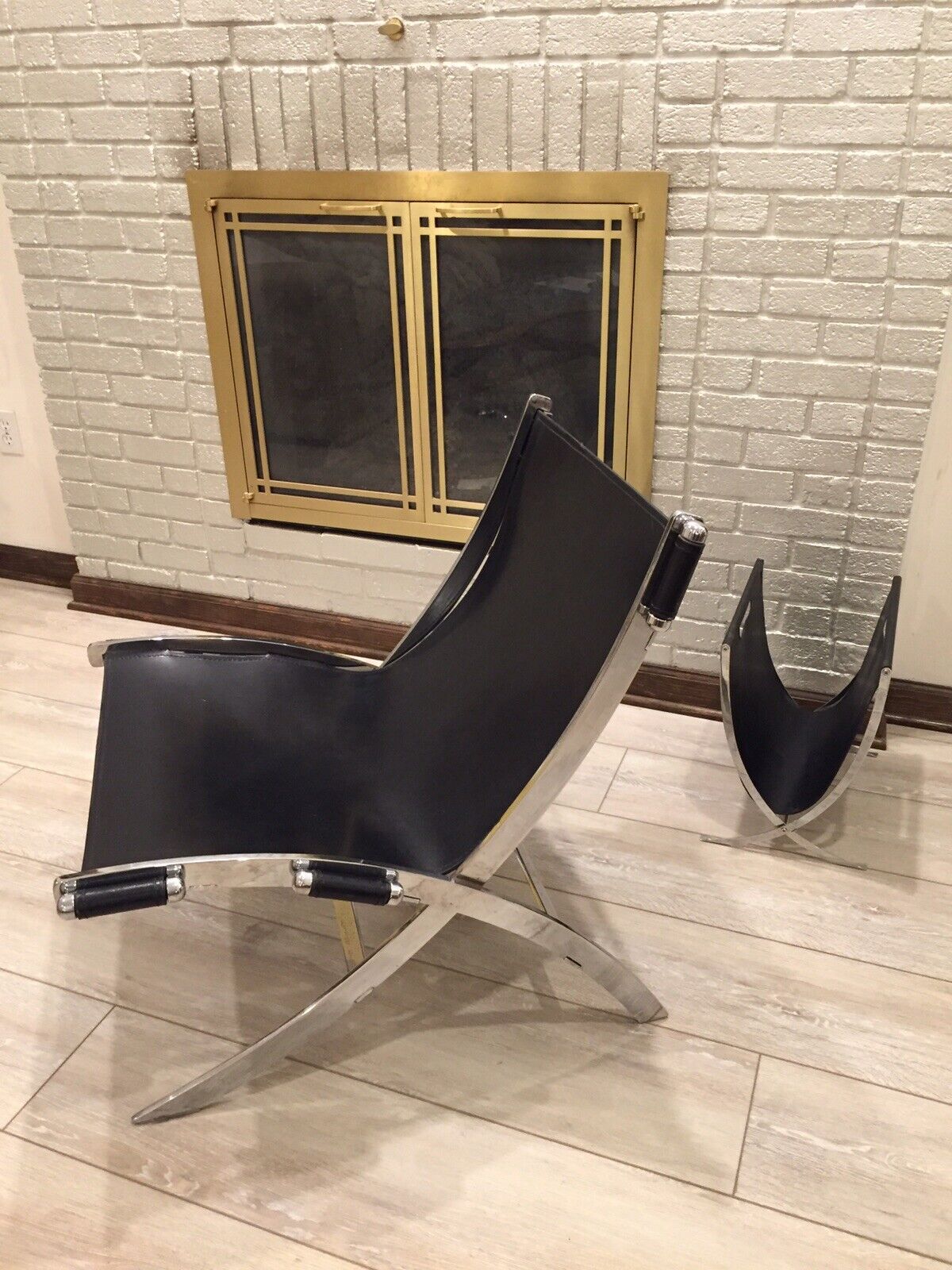 Paul Tuttle For Strässle International Iconic Chrome & Leather Scissor Chair