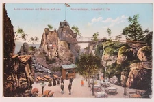 29827 Ak Aussichtsfelsen With Bridge Nonnenfelsen Jonsdorf Beer Garden To 1910