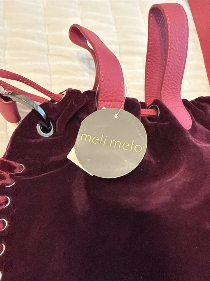 NUEVO Bolso Bandolera Meli Melo Para Mujer Hazel Burdeos Cordón Terciopelo Cuero Foto 2 de 4