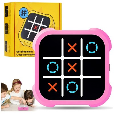 Elektronisches Tic Tac Toe Spiel 3-in-1 Puzzlespiel Handheld Rosa